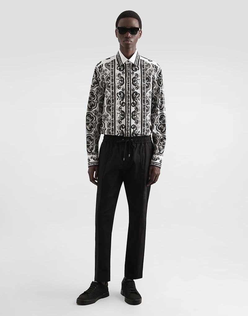 Majolica-print poplin martini shirt