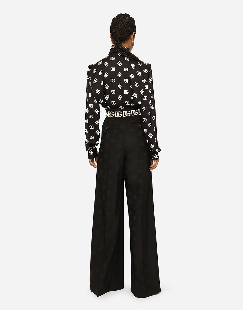 Wool jacquard pants with all-over DG logo