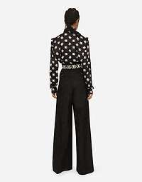 Wool jacquard pants with all-over DG logo
