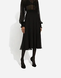 Chiffon calf-length circle skirt