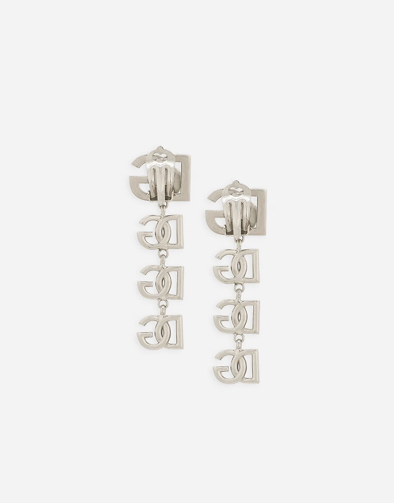 Long earrings with two-tone DG multi-logo