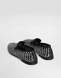 Woven leather slippers