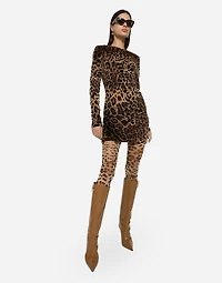 Short chenille jacquard dress with DG logo