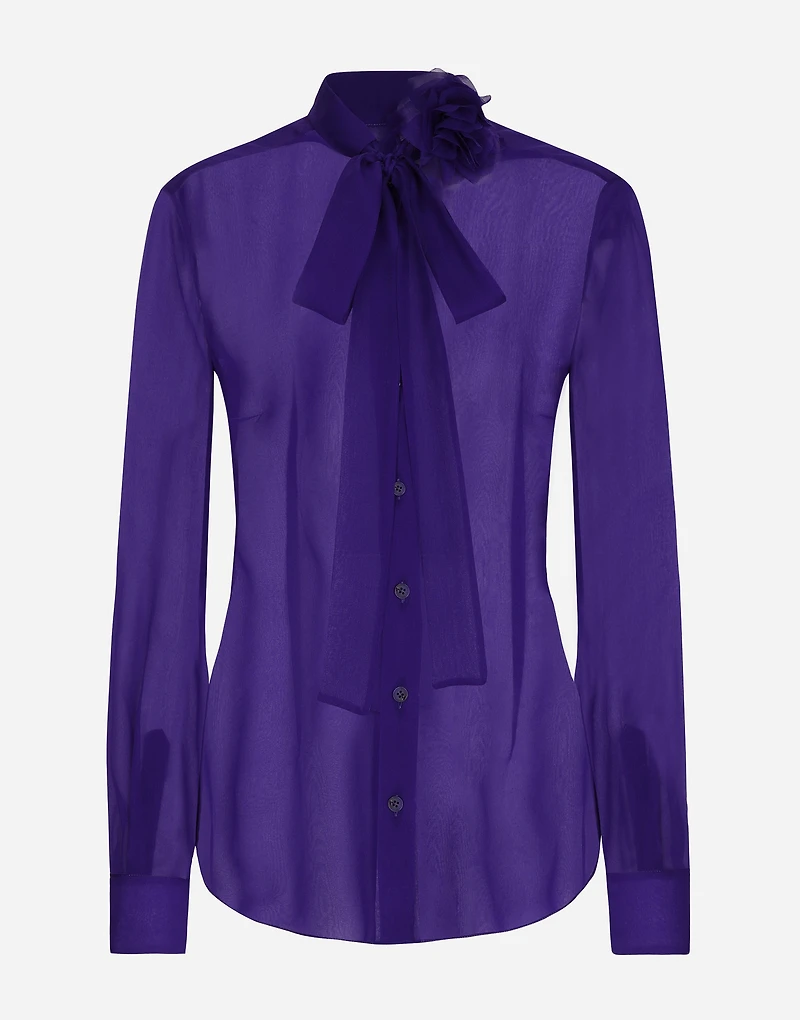 Chiffon shirt with flower detail