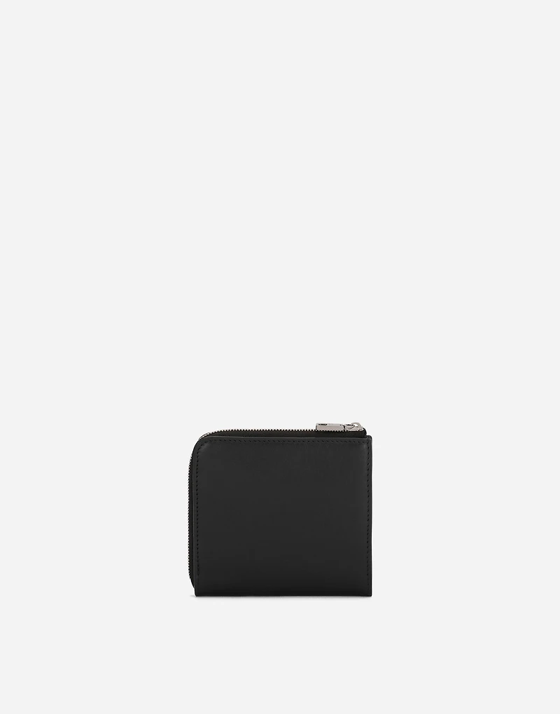 Calfskin card holder with raised logo