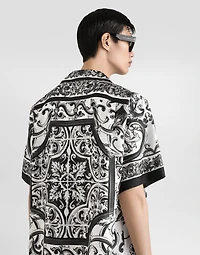 Majolica-print silk twill hawaii shirt