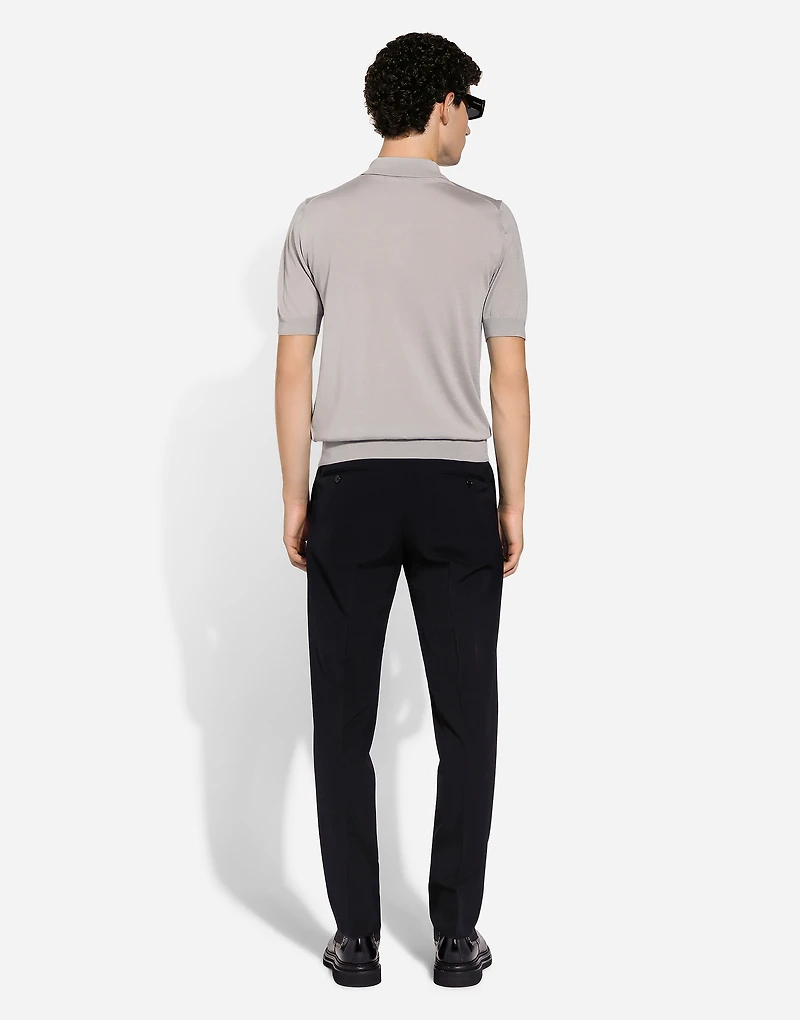 Cashmere and silk polo-shirt