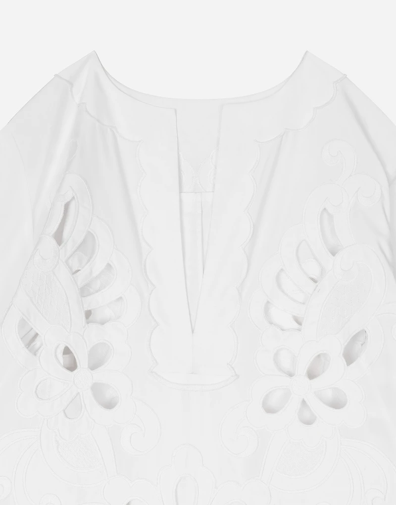 Long cotton caftan with cut-out detailing