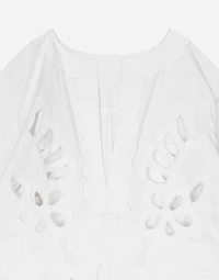 Long cotton caftan with cut-out detailing