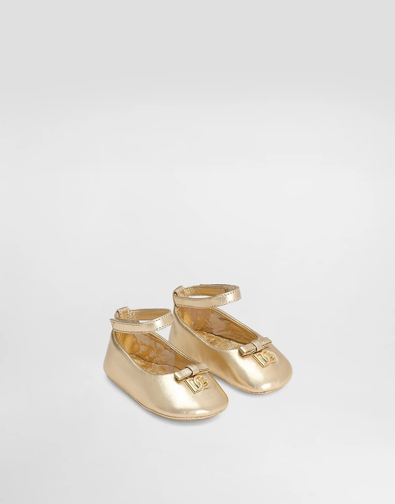 Laminated nappa leather ballet flats with logo