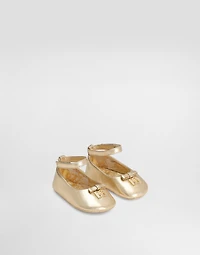 Laminated nappa leather ballet flats with logo