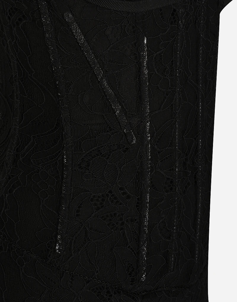 Lace calf-length slip dress: