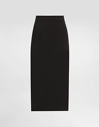 Technical cady calf-length pencil skirt