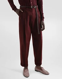 Cotton gabardine pants with double darts