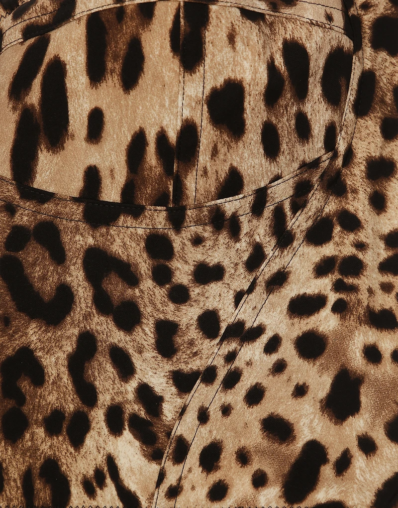 Leopard-print charmeuse bustier top