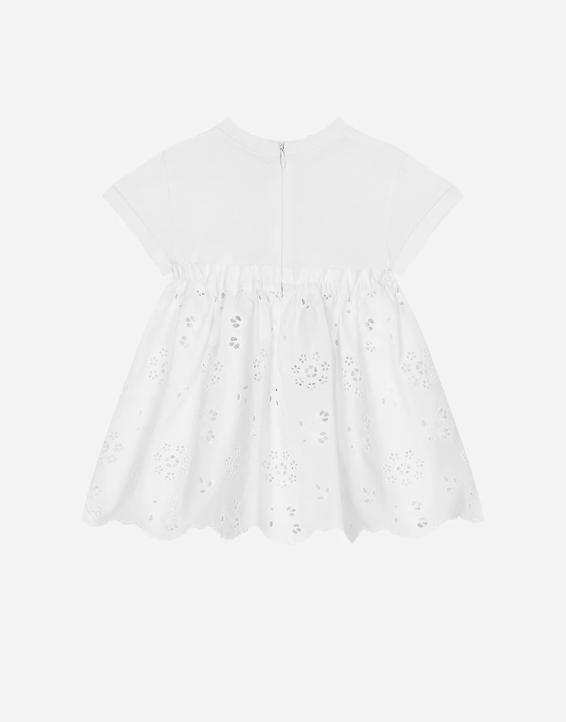 Jersey and poplin dress with Dolce&Gabbana logo