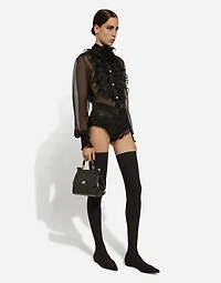 Organza shirt with front and ruffles
