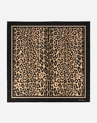 Leopard-print twill scarf (90 x 90)