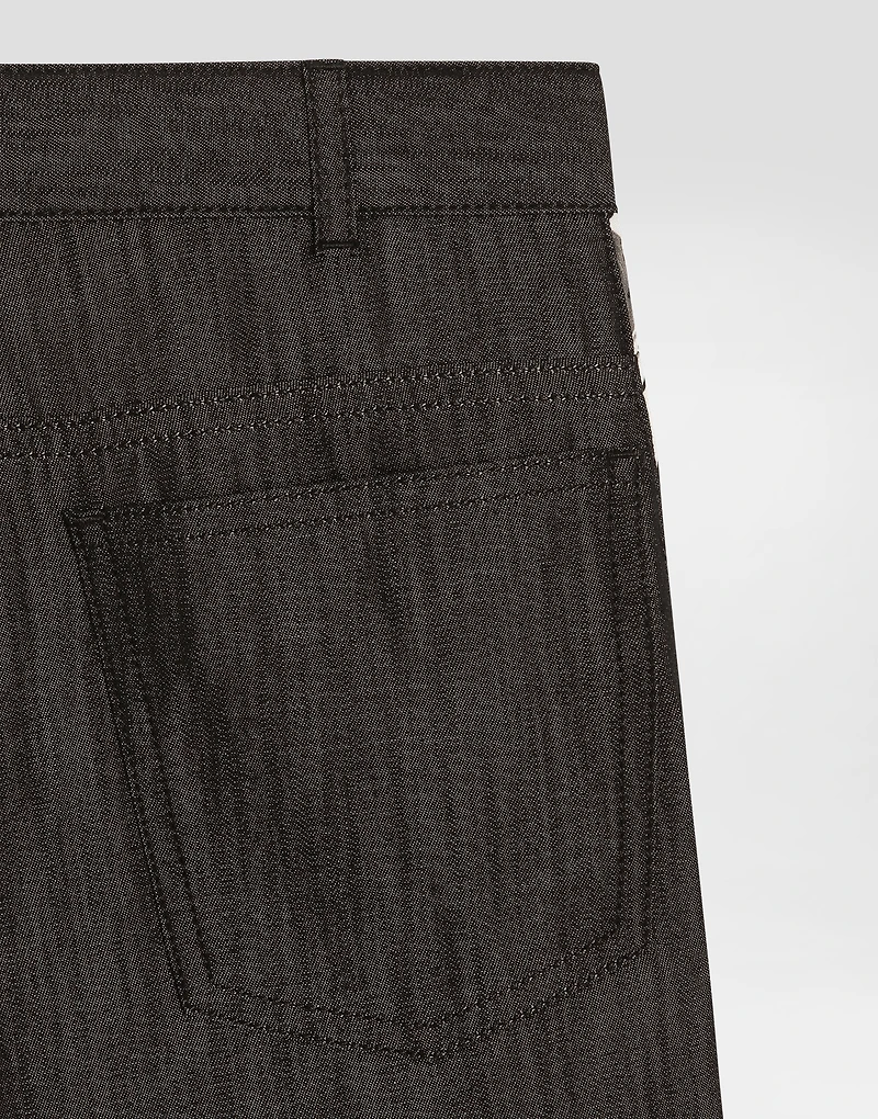 majolica-print denim bermuda shorts