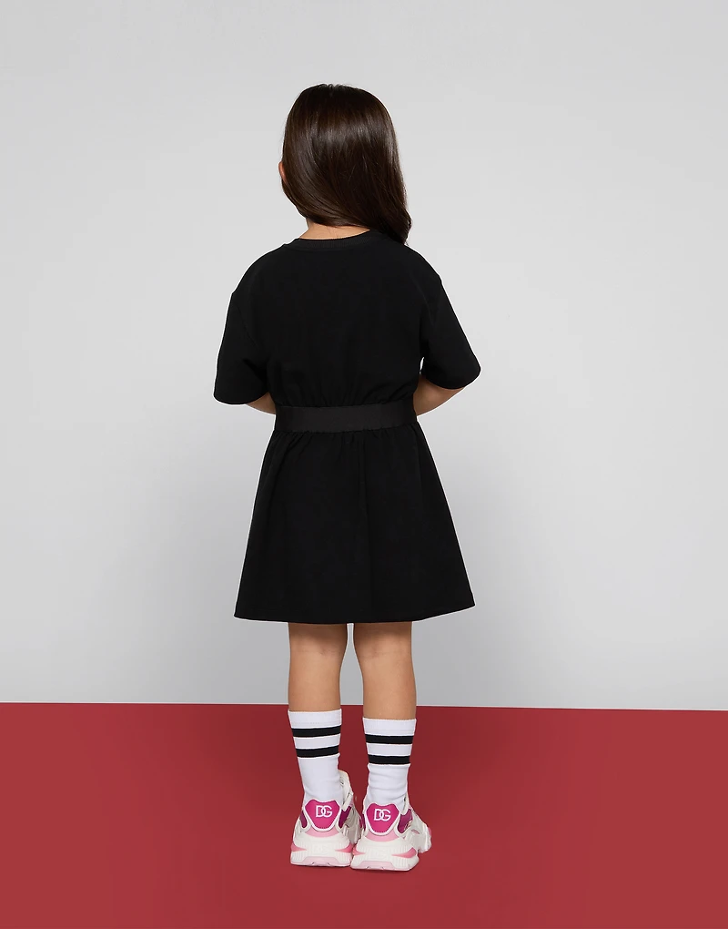 Interlock dress with branded elastic