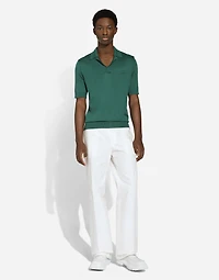 Silk polo-shirt with Dolce&Gabbana embroidery