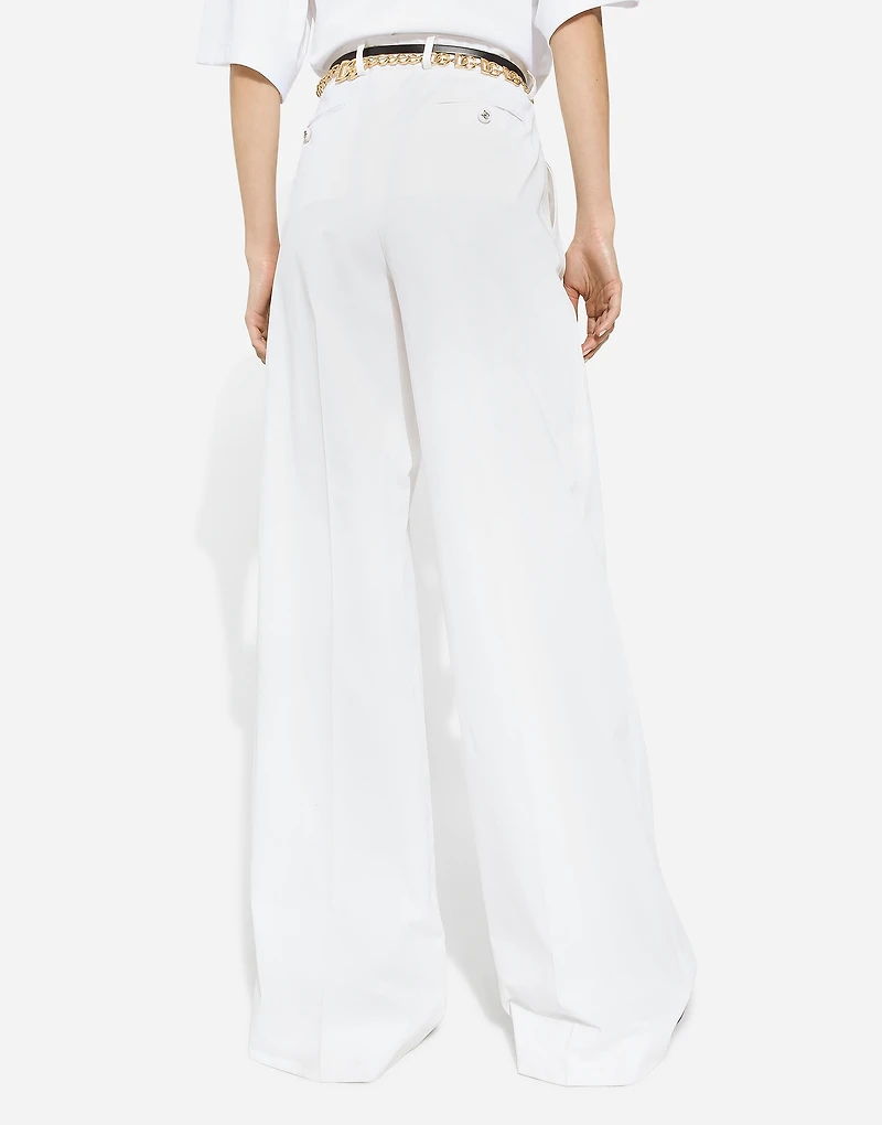 Flared cotton gabardine pants