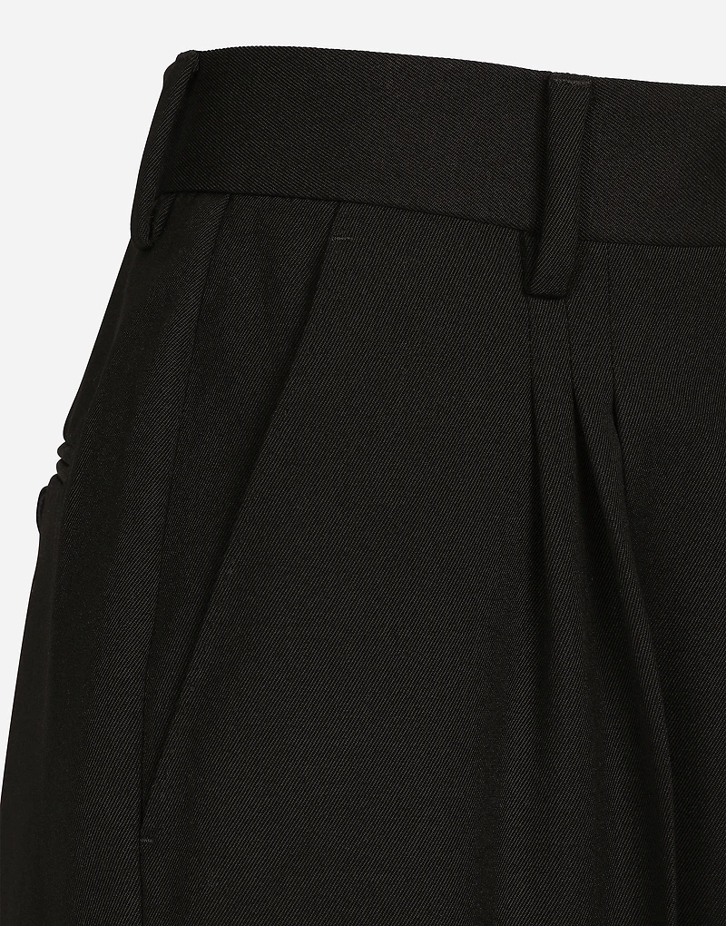 Wool gabardine shorts