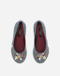 Patchwork denim ballet flats