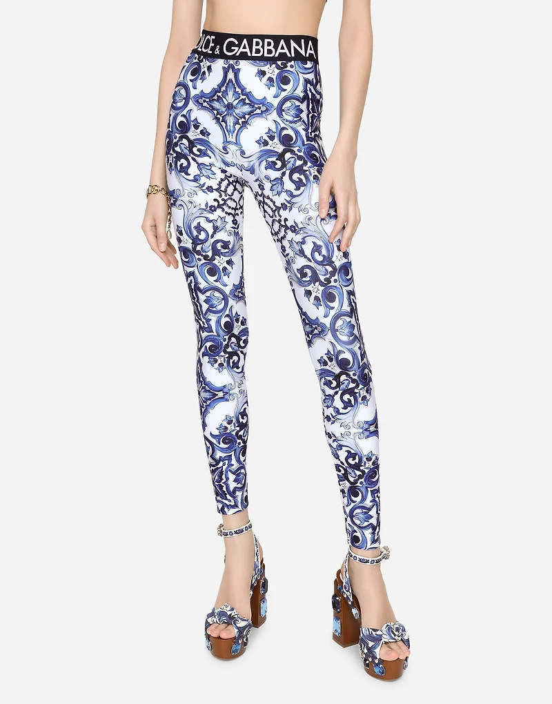 Majolica-print jersey leggings