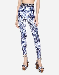 Majolica-print jersey leggings