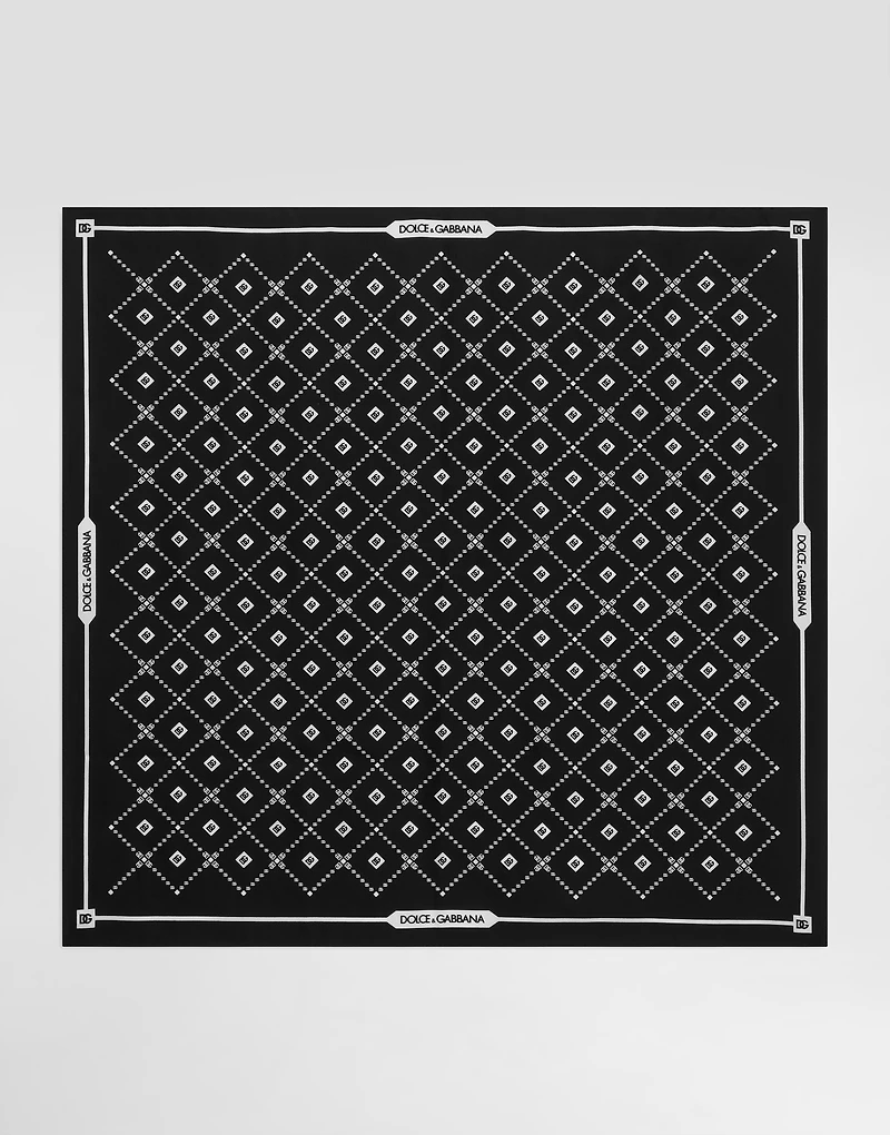 70x70 silk twill scarf with micro-design and logo