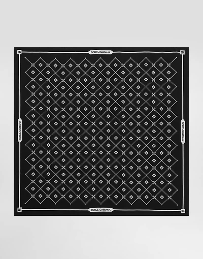 70x70 silk twill scarf with micro-design and logo