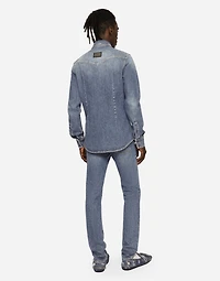 Light blue wash skinny stretch jeans