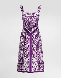 Majolica-print silk twill dress