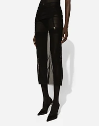 Tulle calf-length dress with corset details