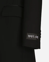 Long single-breasted wool tuxedo coat