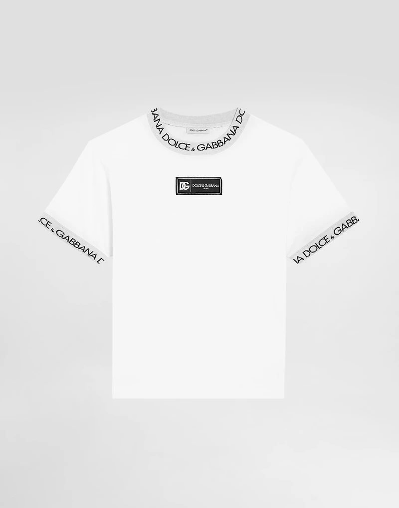 Jersey T-shirt with logo label