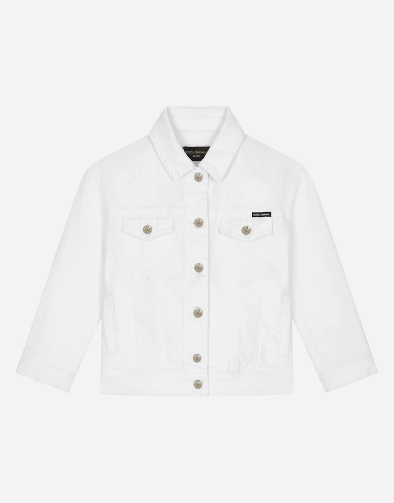 White stretch denim jacket