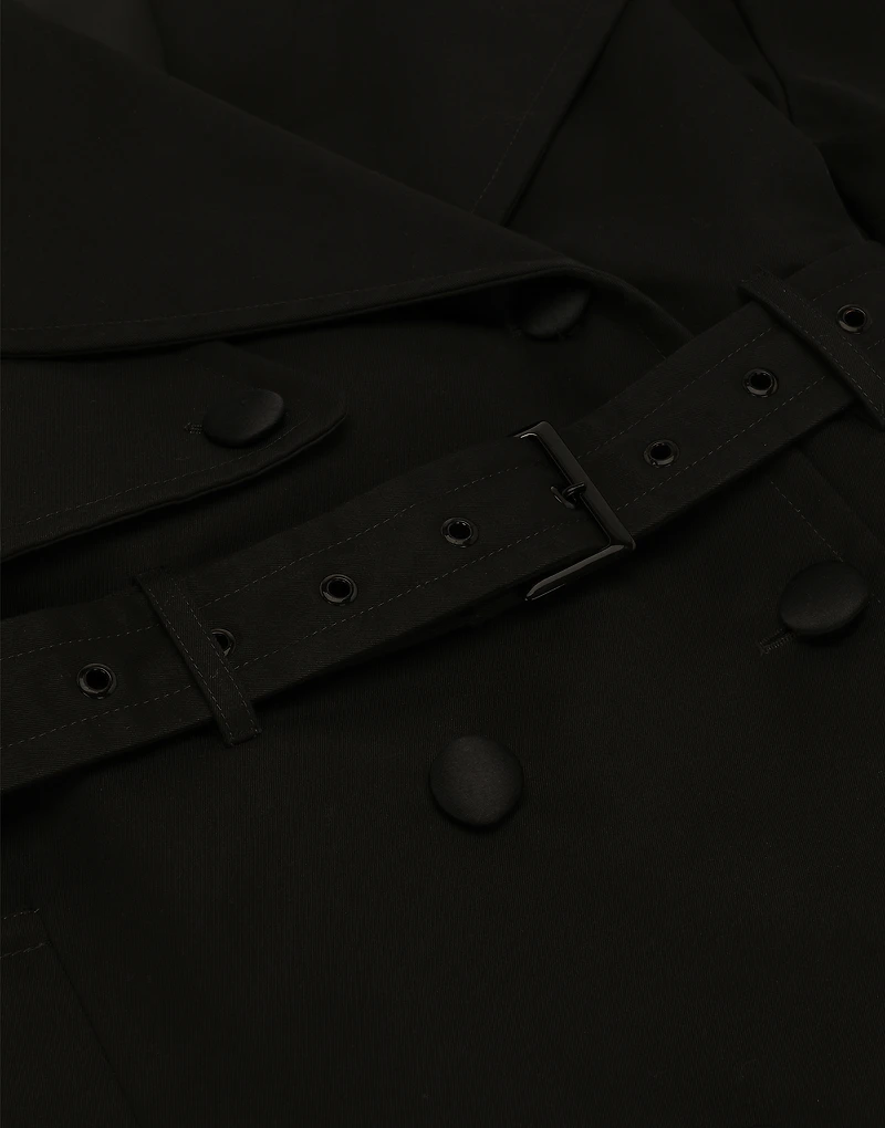 Double-breasted jacket with cotton belt