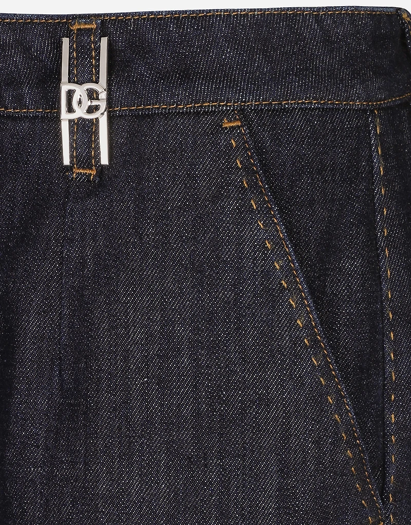 Cotton denim palazzo jeans