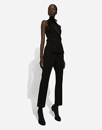 Double-breasted wool gabardine waistcoat