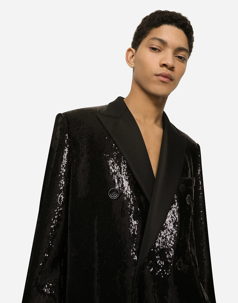 Sequined double-breasted coat