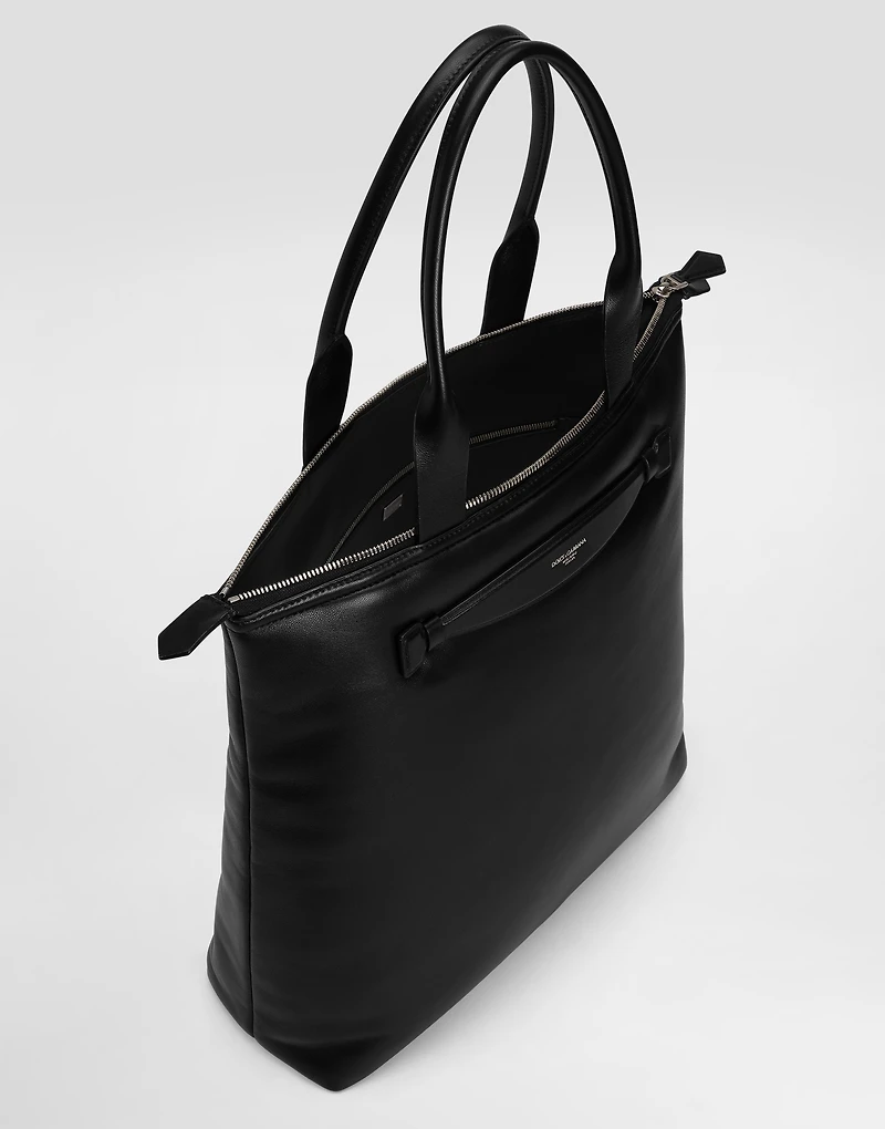 Calfskin nappa leather shopper