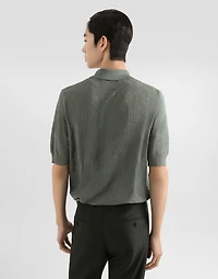 Micro-dot stitch silk polo shirt