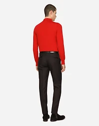 Long-sleeved cashmere polo-shirt