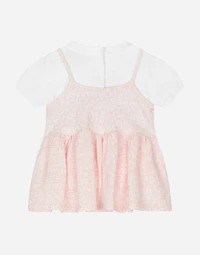 Short-sleeved dress with all-over logo-print