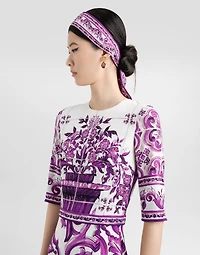 Majolica-print charmeuse dress