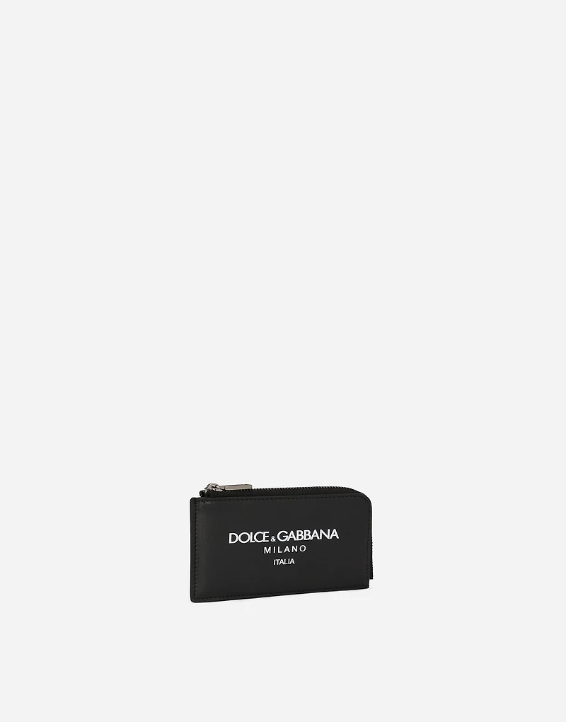 Calfskin card holder with logo