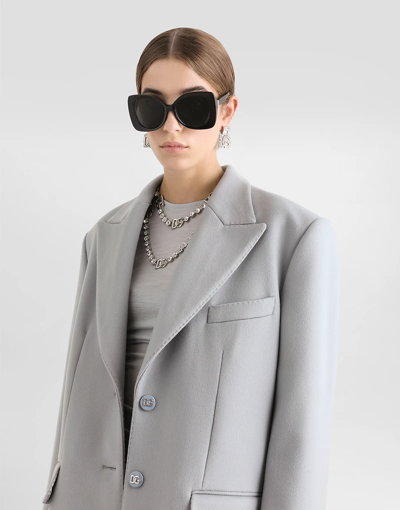 Oversize single-breasted cashmere baize coat