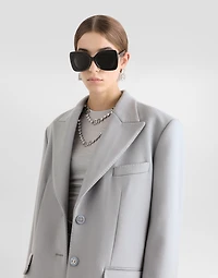 Oversize single-breasted cashmere baize coat